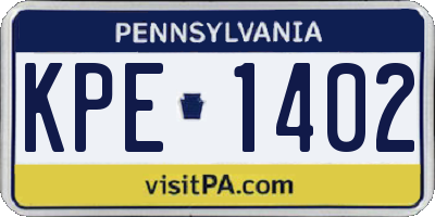 PA license plate KPE1402
