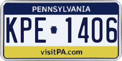PA license plate KPE1406
