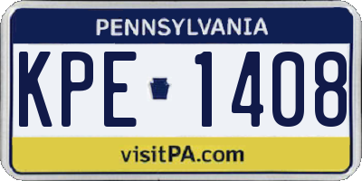 PA license plate KPE1408