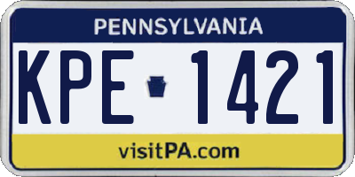 PA license plate KPE1421