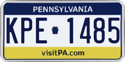 PA license plate KPE1485