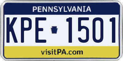 PA license plate KPE1501