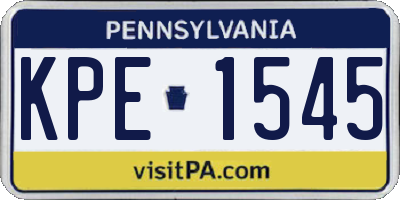 PA license plate KPE1545