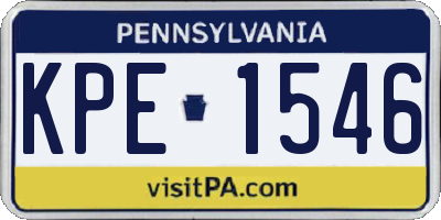 PA license plate KPE1546