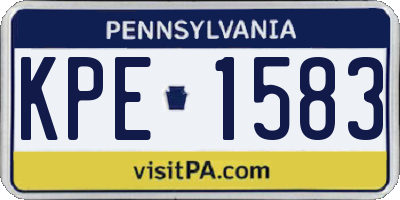 PA license plate KPE1583