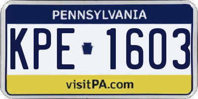 PA license plate KPE1603