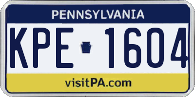 PA license plate KPE1604