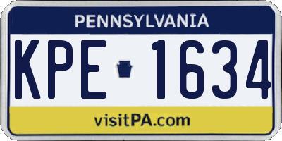 PA license plate KPE1634