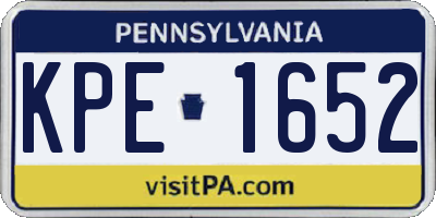 PA license plate KPE1652