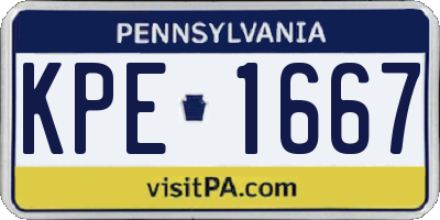 PA license plate KPE1667