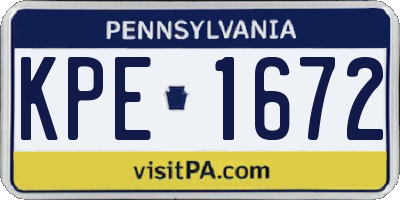 PA license plate KPE1672