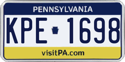 PA license plate KPE1698