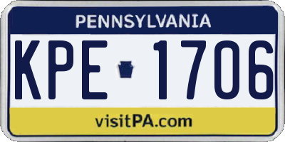 PA license plate KPE1706