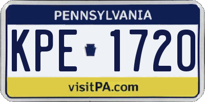 PA license plate KPE1720