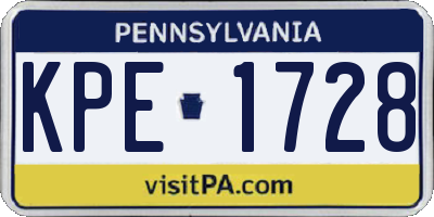 PA license plate KPE1728