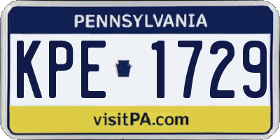 PA license plate KPE1729