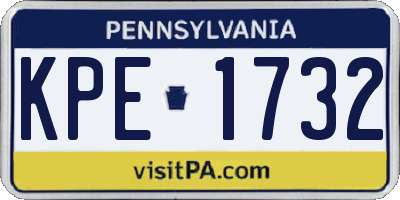 PA license plate KPE1732