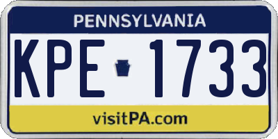 PA license plate KPE1733