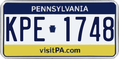 PA license plate KPE1748