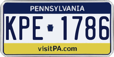 PA license plate KPE1786