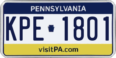 PA license plate KPE1801