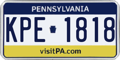 PA license plate KPE1818