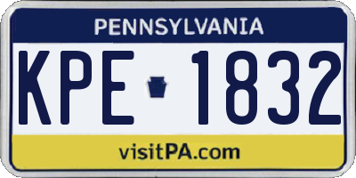 PA license plate KPE1832