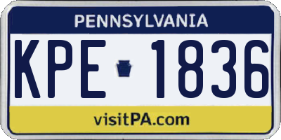 PA license plate KPE1836