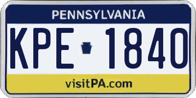 PA license plate KPE1840