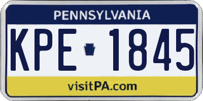 PA license plate KPE1845