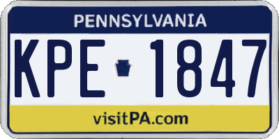 PA license plate KPE1847