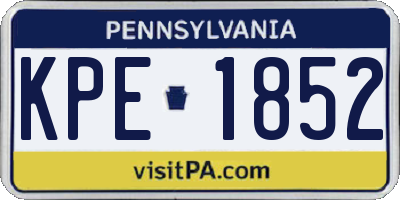 PA license plate KPE1852