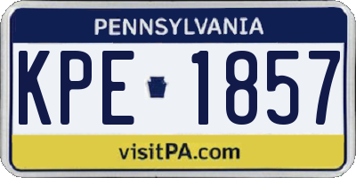 PA license plate KPE1857