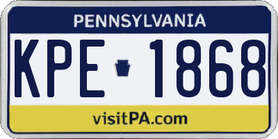 PA license plate KPE1868