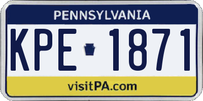 PA license plate KPE1871