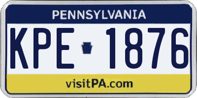 PA license plate KPE1876