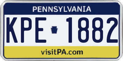 PA license plate KPE1882
