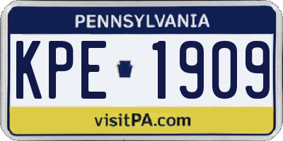PA license plate KPE1909