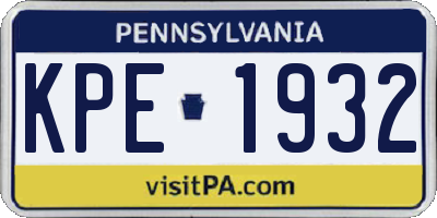 PA license plate KPE1932