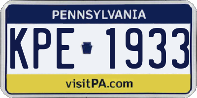 PA license plate KPE1933