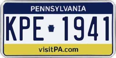 PA license plate KPE1941