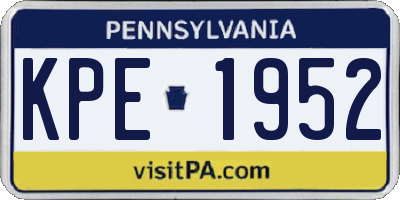 PA license plate KPE1952