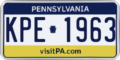 PA license plate KPE1963