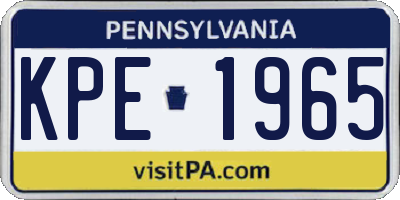 PA license plate KPE1965