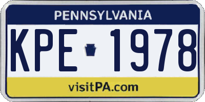 PA license plate KPE1978