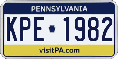 PA license plate KPE1982