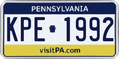 PA license plate KPE1992