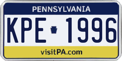 PA license plate KPE1996