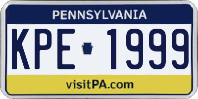 PA license plate KPE1999