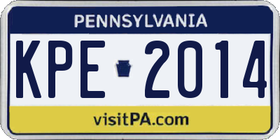 PA license plate KPE2014